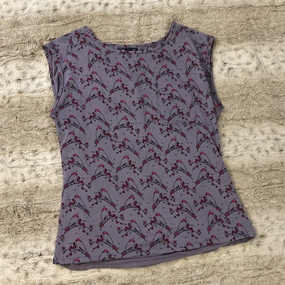 : : Gap Bird Print Blouse Top : : - Picture 11 of 12